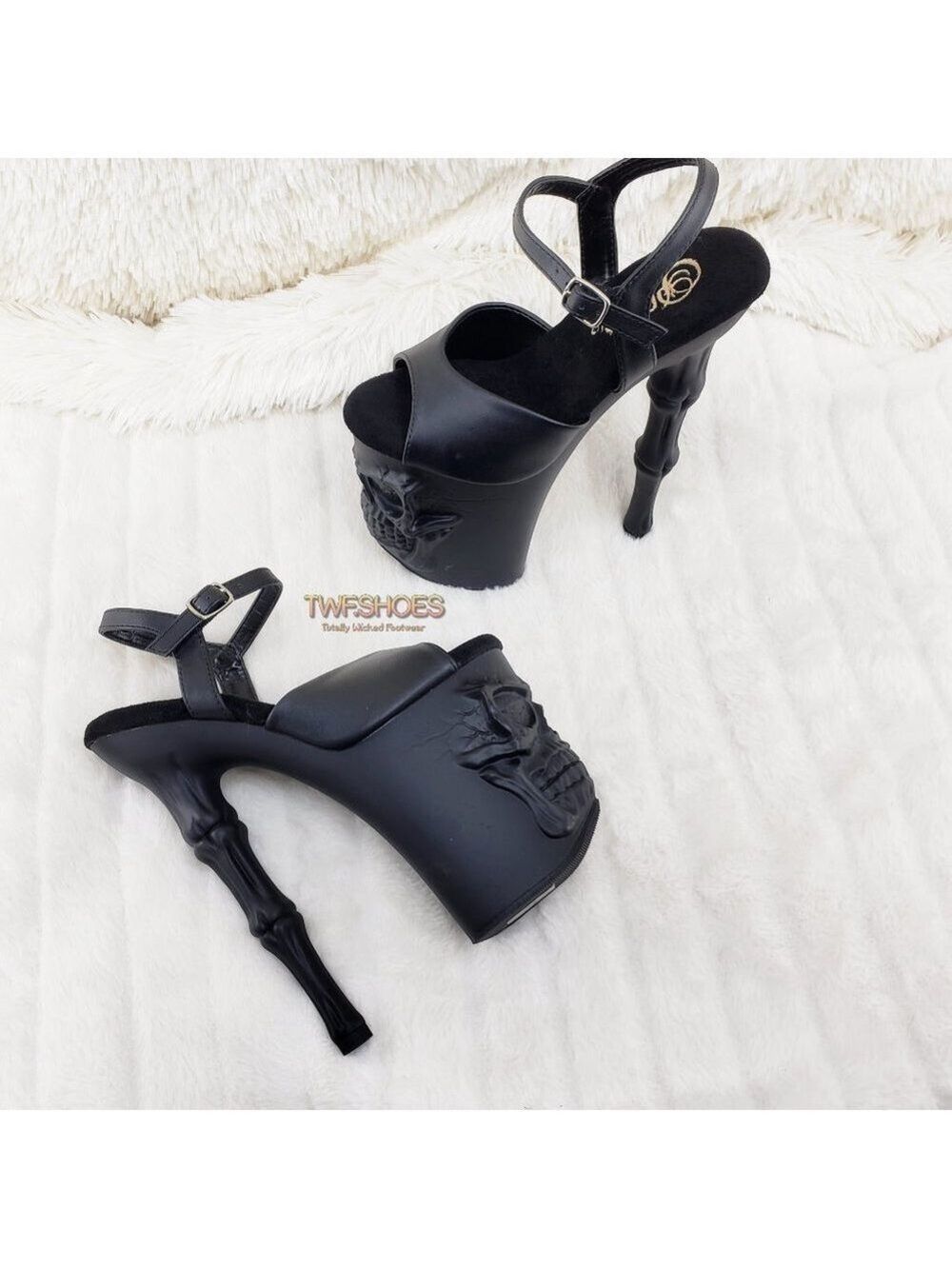 Skull & Bones Platform 8" Heels Pole Shoes - Picture 4 of 14